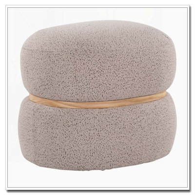 Repose-pieds contemporain avec tissu bouclé et bois naturel