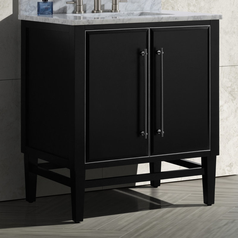 Mason 30'' W Single Bathroom Vanity Base, Black, Satin