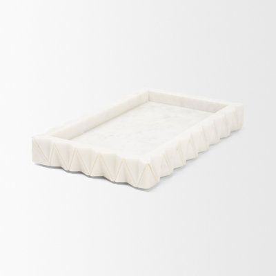 Plateau rectangulaire en marbre blanc Camellia