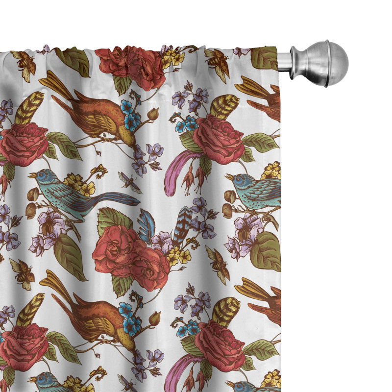 Botanical Floral Semi-Sheer Rod Pocket Curtain Panels, 28" x 84"