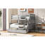 Lit superposé simple au-dessus d'un lit double en gris, avec lit de rangement stable et pratique, couleur grise, installation robuste-1955164958-1955164957