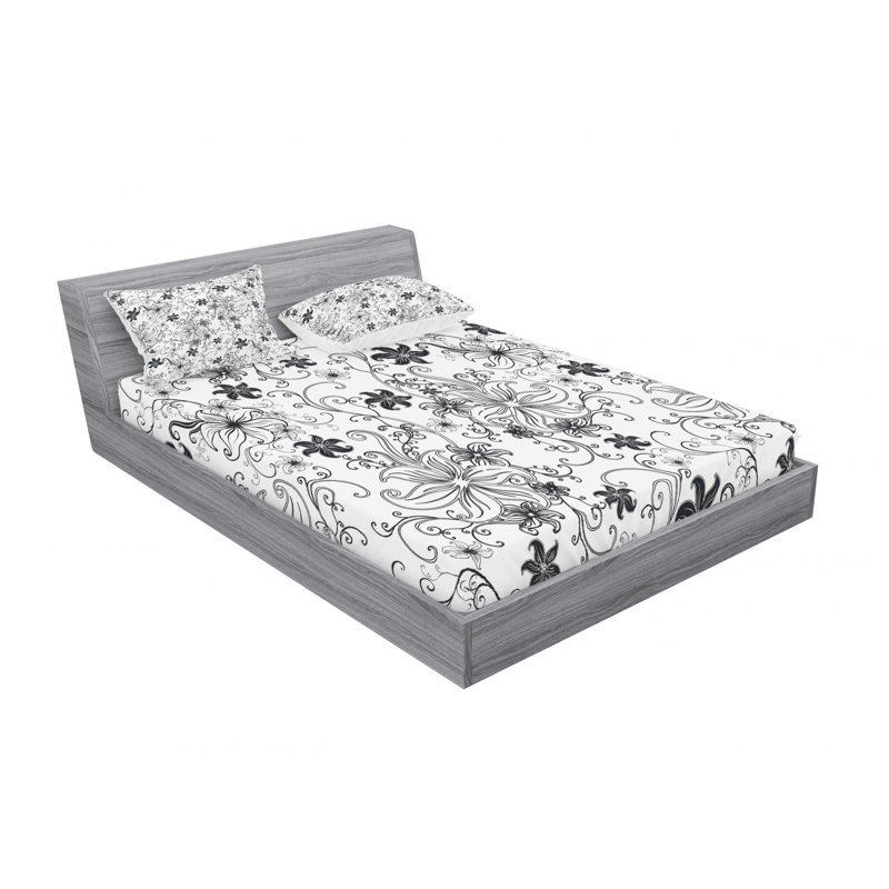 Ensemble de draps à motif floral, Ensemble de draps pour lit double avec un drap-hou