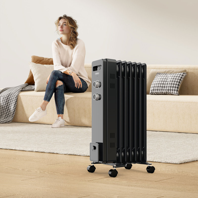 VonHaus 1500W Electric Radiator Space Heater with Adjustable Thermostat