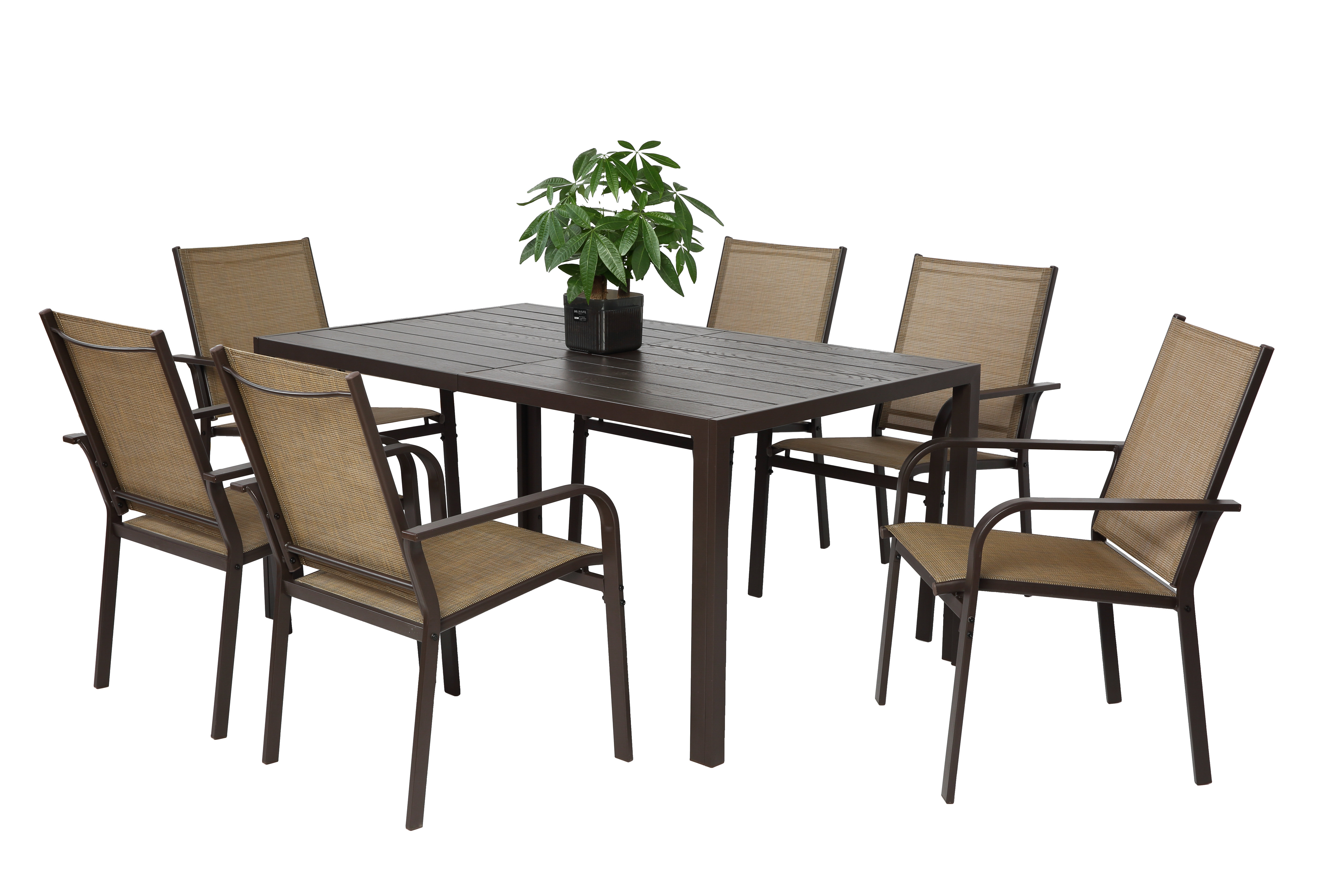 Corrigan Studio 7 Pieces Patio Dining Set, Outdoor Furniture Table and ...