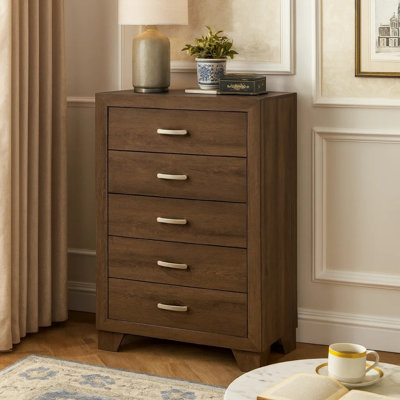 Commode 5 tiroirs en bois Mel