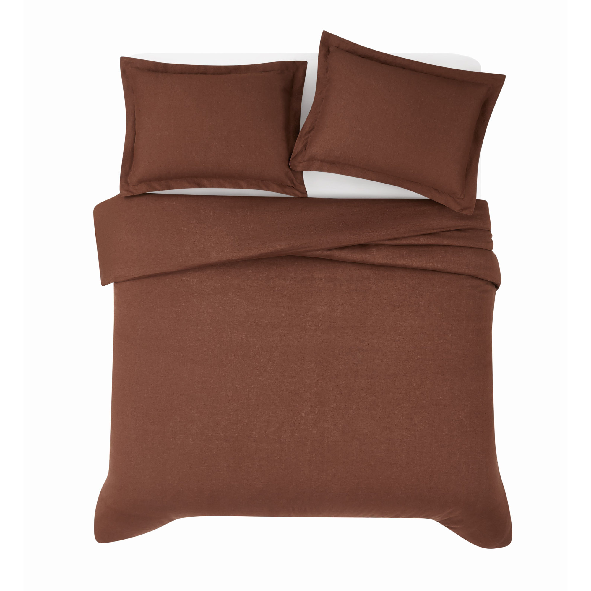 Nena 100% Linen Bedding Set, Brown, King Comforter + 2 King Pillow Shams