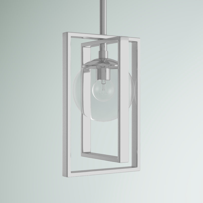 Luminaire suspendu géométrique à 1 lumière Detres, Argent