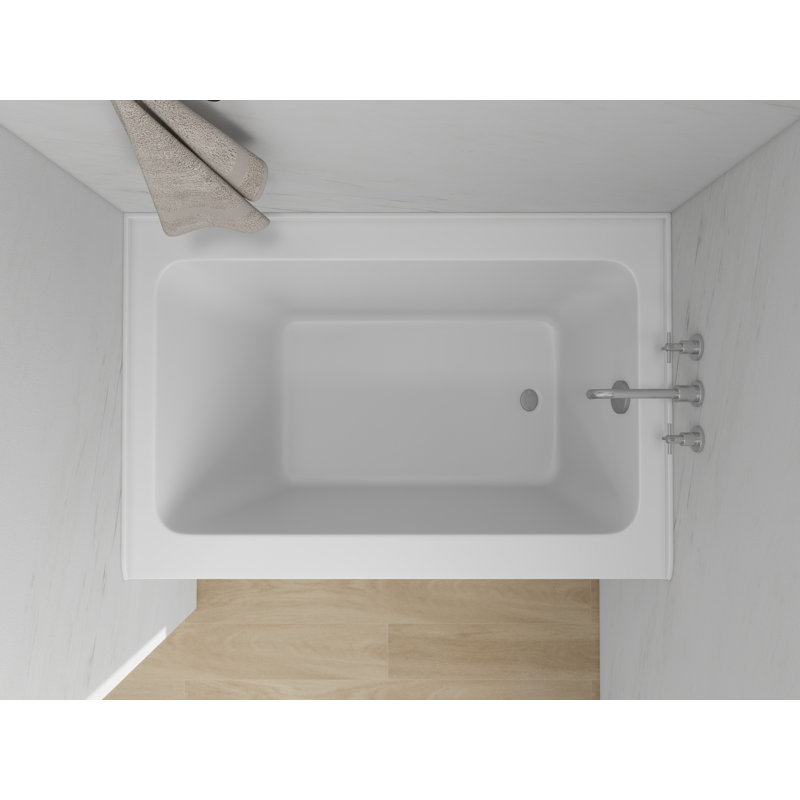 Baignoire de trempage rectangulaire en alcôve de 48 pouces en acrylique avec bride de carrelage à 3 côtés, À droite
