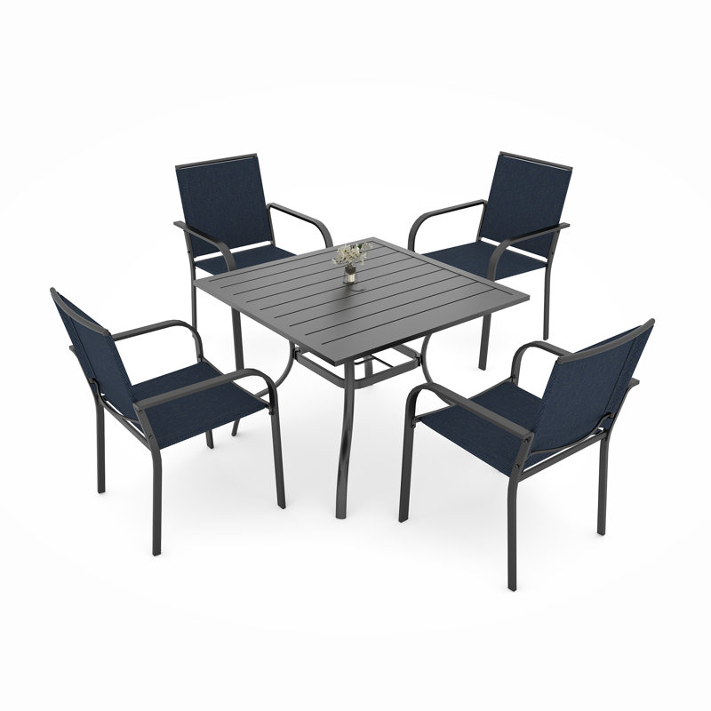 Ensemble repas carré d'extérieur, Bleu