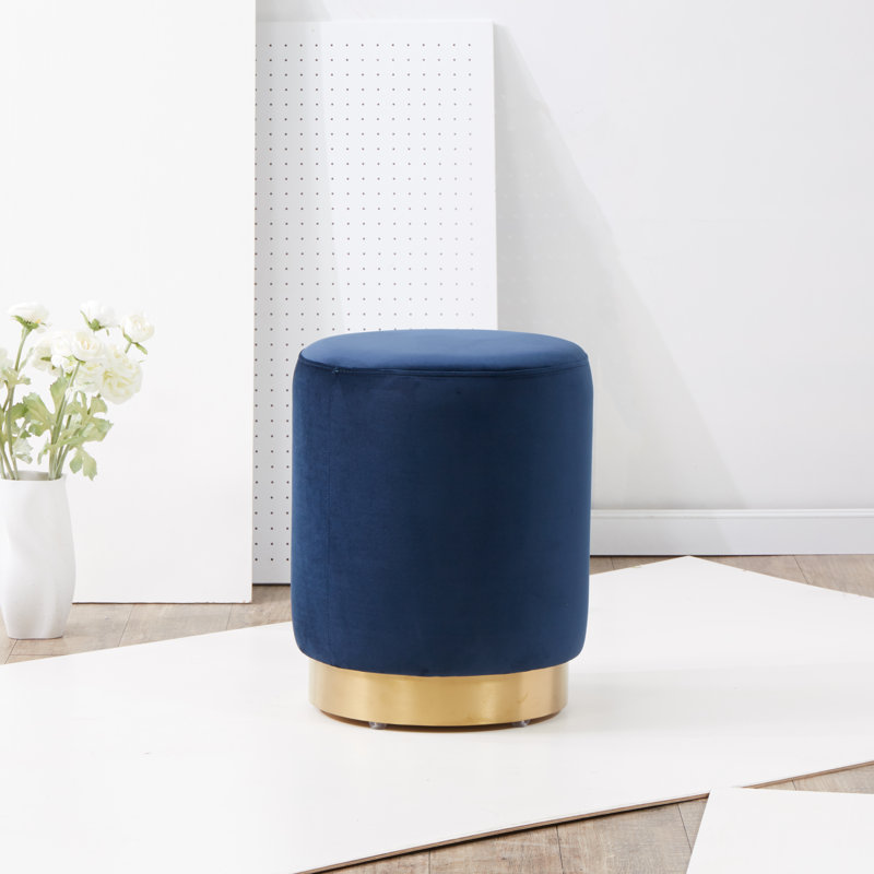 Skye Velvet Ottoman, Navy