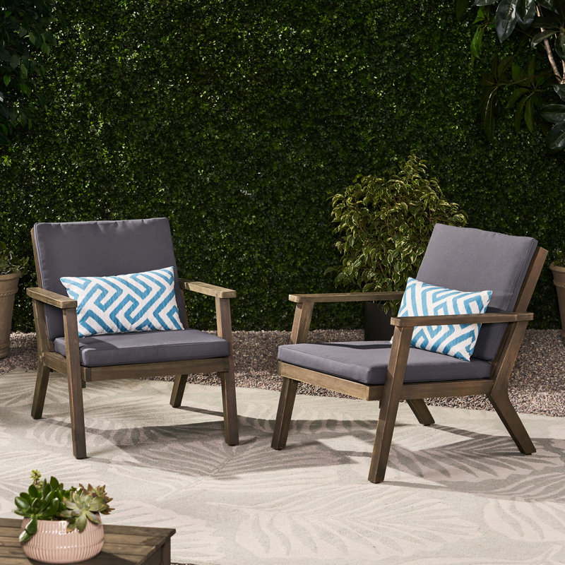 Dark Grey Club Chair - Wood For Outdoor Areas, 30.07 In. Height, 31.83 Width, 25.63 Depth, 22.2 Lb Outdoor,