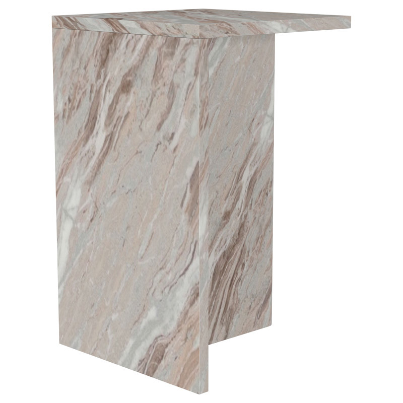 Hendrix Genuine Marble Accent Side Table Grey