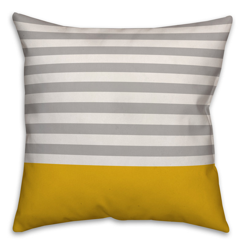 Housse de coussin Block Stripe, 20 po x 20 po, Jaune / Gris, Pas de bourre