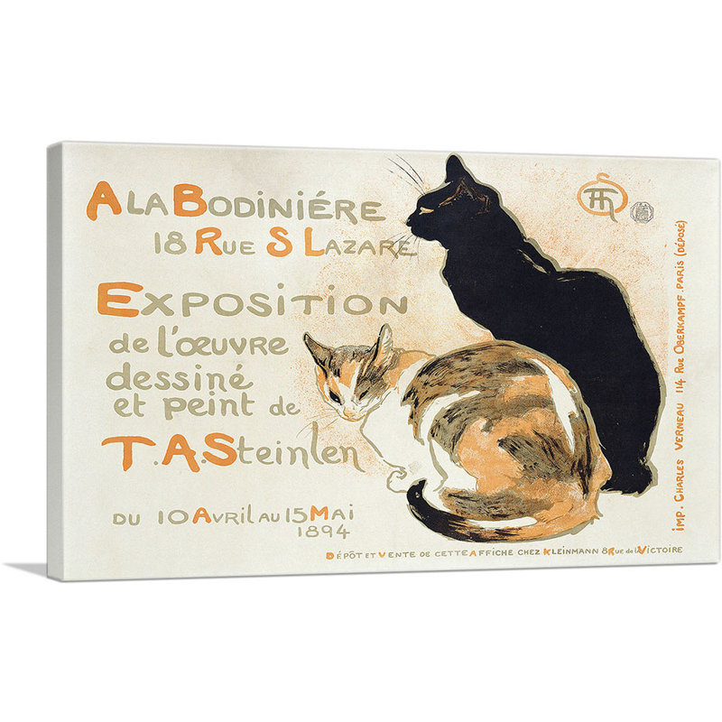 «A La Bodiniere» par Theophile Steinlen, reproduction d'art sur toile tendue, H 26 po x l 40 po x P 0,75 po
