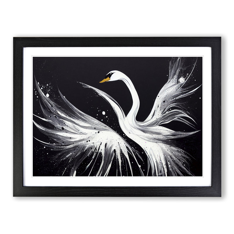 Splashed Swan Vol.2 Abstract - Framed Print, Black, 46cm H x 64cm W x 2cm D