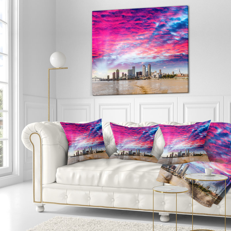 Cityscape New Orleans Building and Skyscrapers Pillow, 16" x 16", Throw Pillow