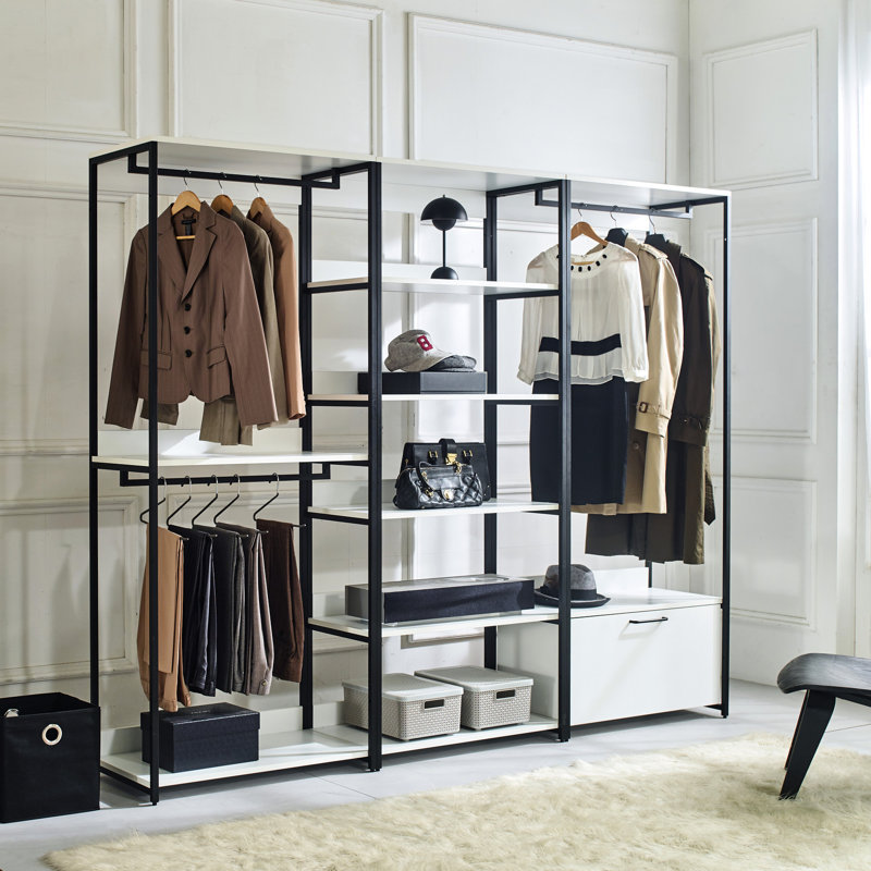 Garde-robe chauffant à porte - placard à cinq tablettes polyvalent en métal, rangement profond, imperméable, égratignure, panneau de classement E0, 2 fois plus épais, fabrication modulaire