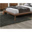 Noyer / Beige couleur grand lit 1 pièce en tissu tête de lit à oreilles avec cadre de lit plateforme prêt pour le matelas style Mid-Century moderne-121281168