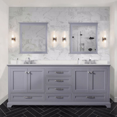 Double Bath Vanity 80 In. W X 22 In. D, White Quartz Top, And Faucet Set