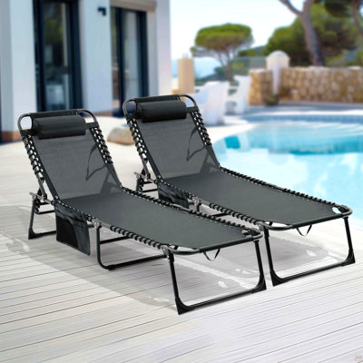 Ensemble de 2 chaises longues pliantes