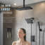 G-promise Thermostatic Shower Faucet Set, 16 Inches Ceiling Mount Rainfall Shower Head & 8 Inches Wall Mount Unit, Push Button Diverter For Easy To Use