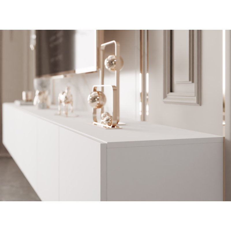 TV-Lowboard TV-Unit ANGEL, 36cm H x 200cm L x 40cm W, White Matt