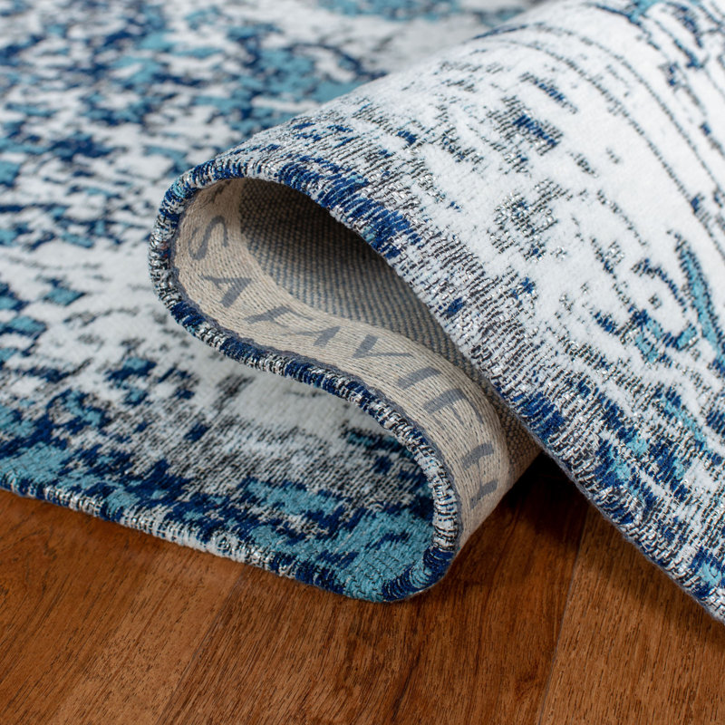 Kenya Blue/Ivory Area Rug, Runner 2'3" x 8'