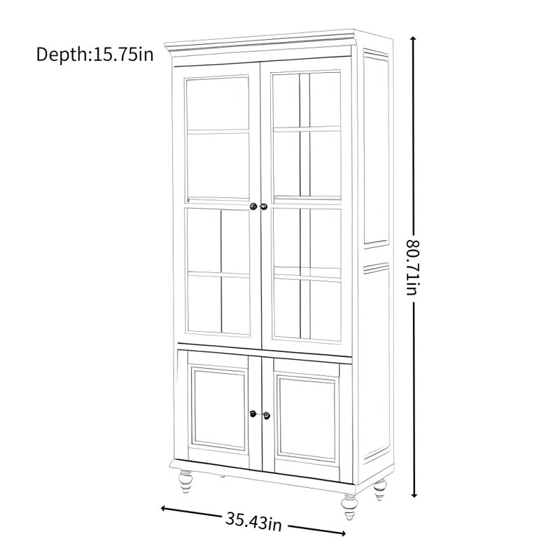 Vitrine simple en bois massif de style américain