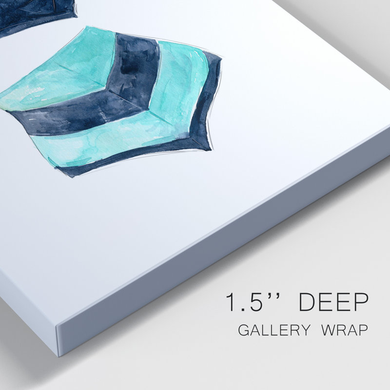 «Swim vêtements III», ensemble de 2 reproductions d'art texturé sur toile tendue, H 12 po x l 16 po x P 1 po