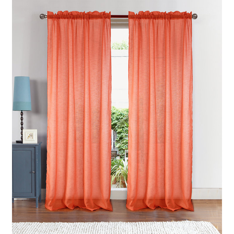 Landrienne Sheer Curtain Single Panel, Coral