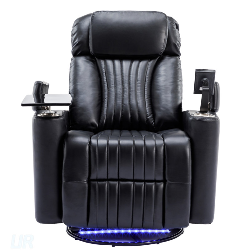 Fauteuil inclinable pivotant à 270 ° avec rangement pour accoudoirs dissimulés, bande lumineuse à DEL et multiples fonctions de confort pour le cinéma maison