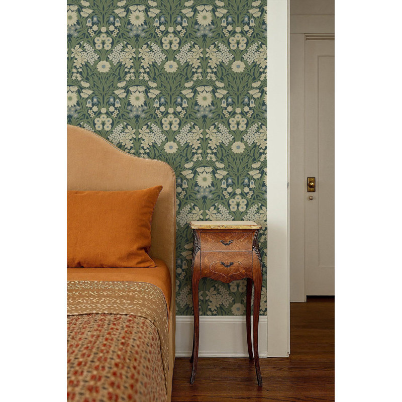 Wild Meadow - Wallpaper, Moonlit Green, Premium Paper, Non-Pasted
