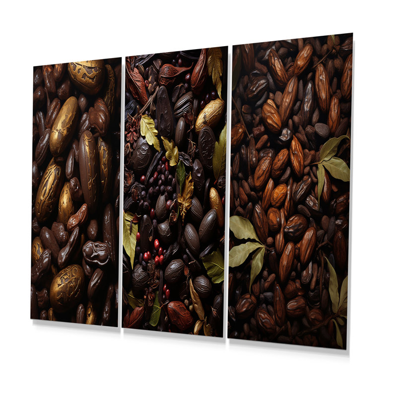 Cacao Baroque Bean - ensemble d'art mural en métal Cacao de 3, H 32 po x l 48 po
