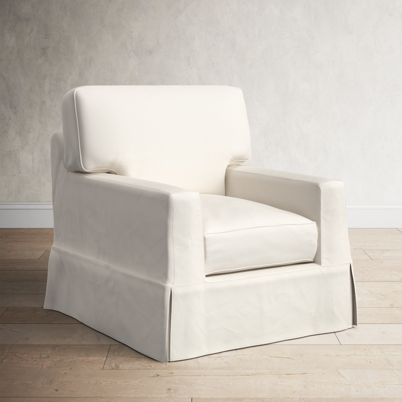 Taylor Cotton Slipcovered Armchair, Bayou Off White Canvas