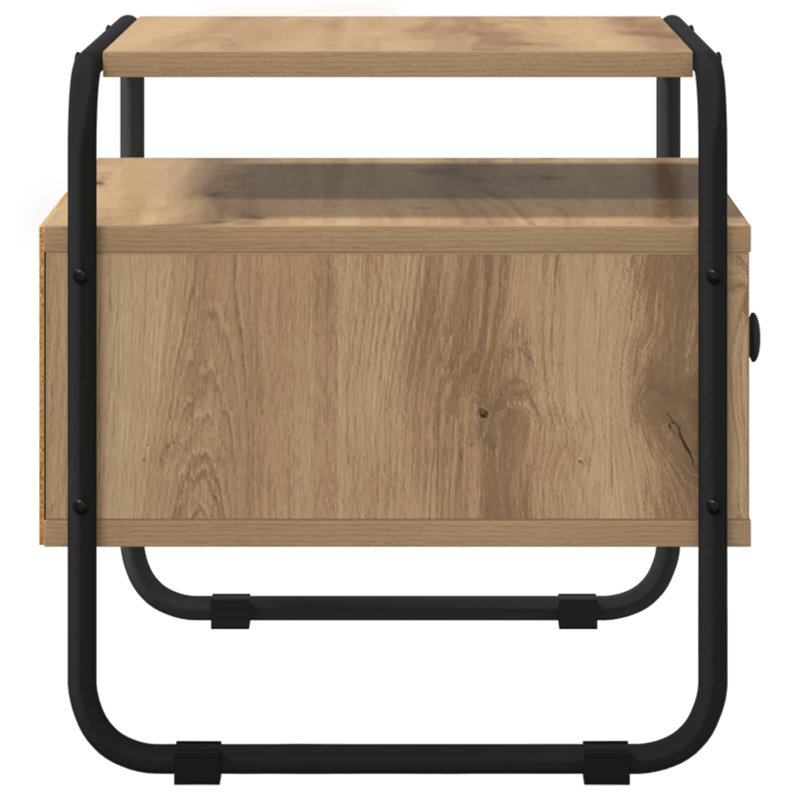 40 cm W Galvanised Steel Bedside Table, Artisan Oak