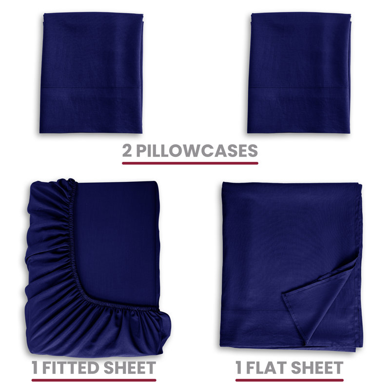 Ensemble de literie 4 pièces Luxury, Double, Bleu marine