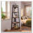 70.07" Tall Corner Shelf, 5 Tier Rustic Brown Corner Bookshelf Bookcase Industrial Corner Ladder Shelf Plant Stand For Living Room