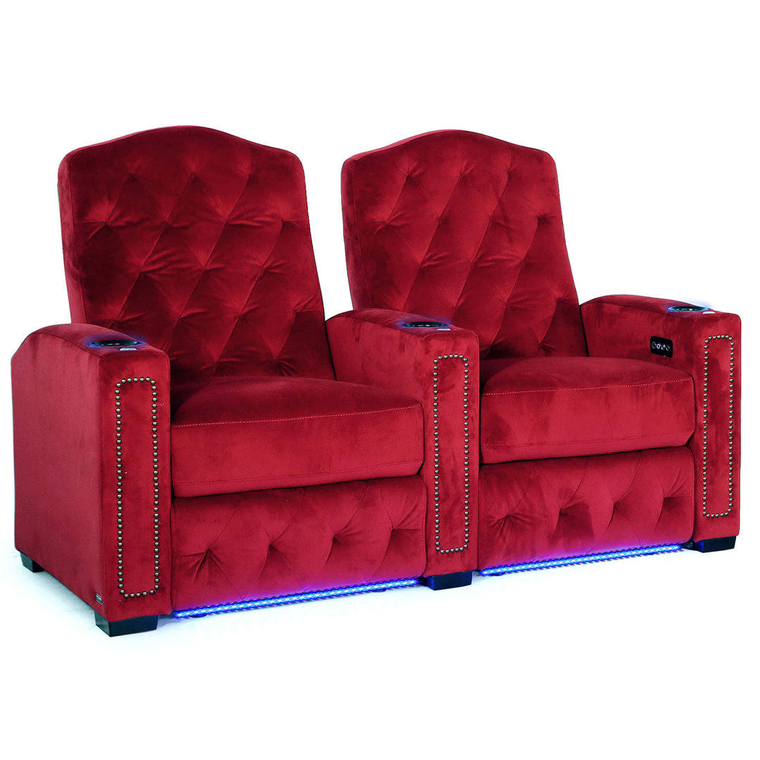 Upholstered Power Reclining Home Theater Seating with Cup Holder Winston Porter