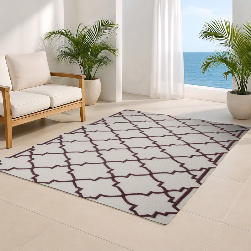 Tapis gris intérieur et extérieur Trellis, Rectangle 5 pi x 7 pi