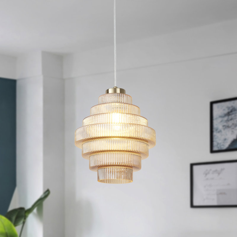 Luminaire suspendu à 1 lumière Raylie, Ambre