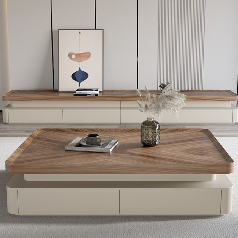Table basse de plancher simple de style crème, H 16,54 po x L 59,06 po x l 33,46 po