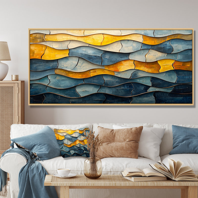 Withrow - Abstract Canvas Art Print, H 28 po x l 60 po, Cadre flottant, Brun