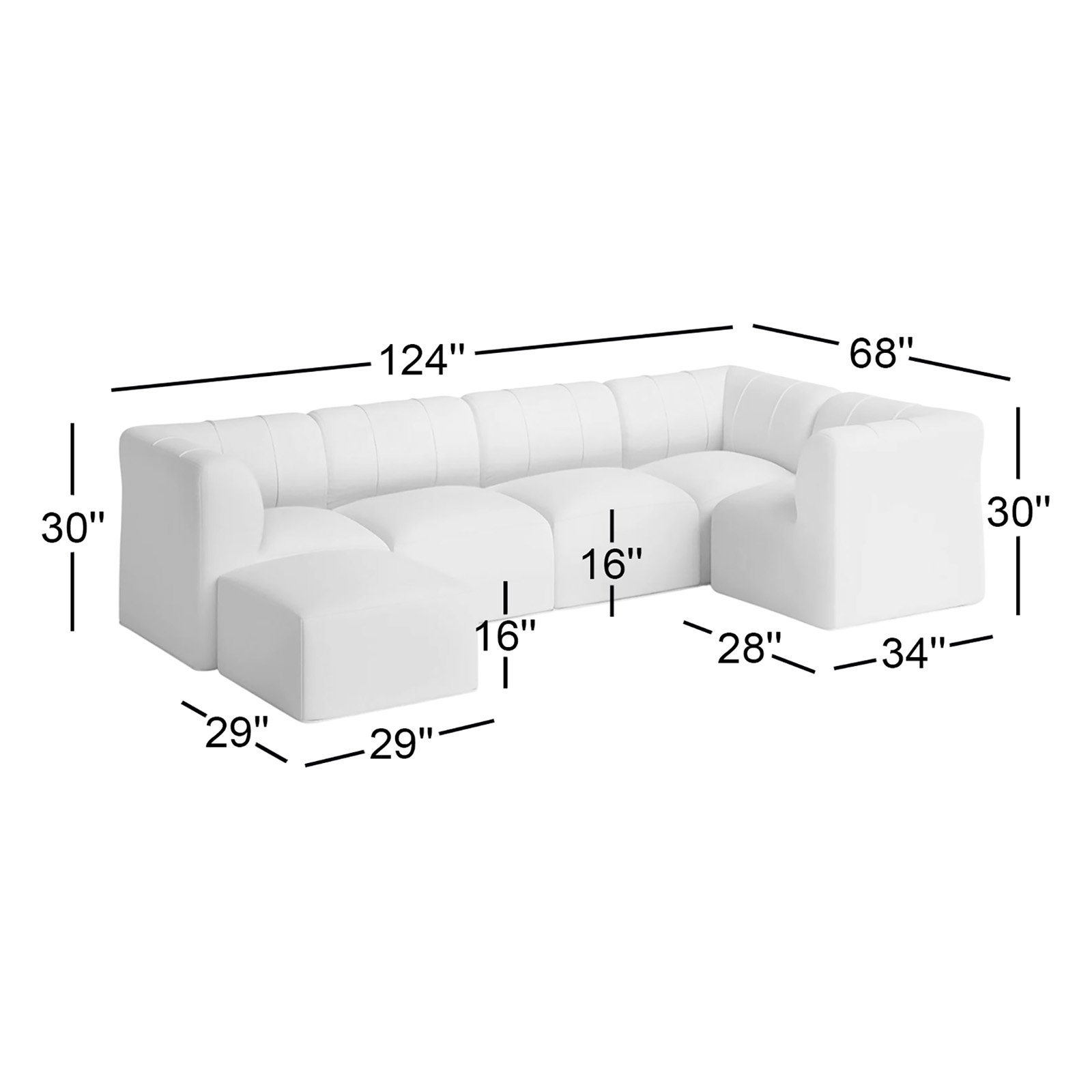 Praia 6-Person Patio Seating Group, Canvas Black Sunbrella® Canvas