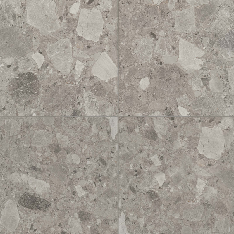 Frammenta 24" x 24" Porcelain Stone Look Wall & Floor Tile, Dark Gray