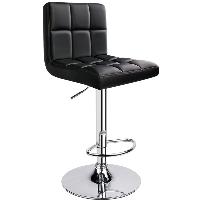 Tabouret de bar rotatif à hauteur de comptoir 32,5 po Ludmil, Noir 1, 2