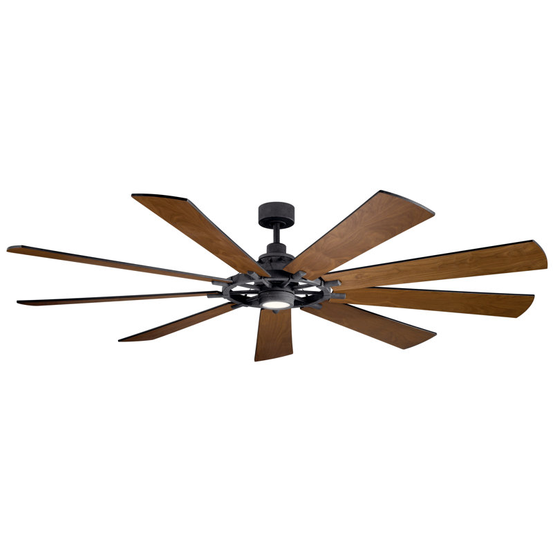 Ventilateur de plafond à DEL 9 pales avec contrôle mural et ensemble d'éclairage inclus Gentry, Noir patiné