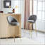 Tabouret de bar rembourré en métal - Structure plaquée or avec revêtement gris mélangé-1087847079