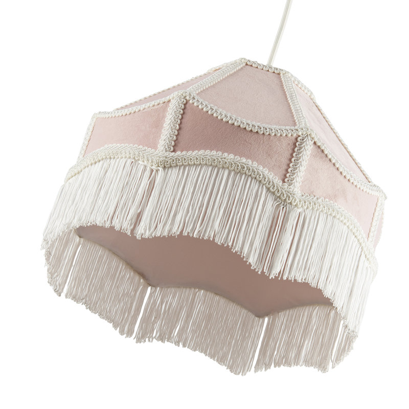 19cm H Velvet Empire Lamp Shade ( No Direct Attachment Method ), Soft Blush Pink