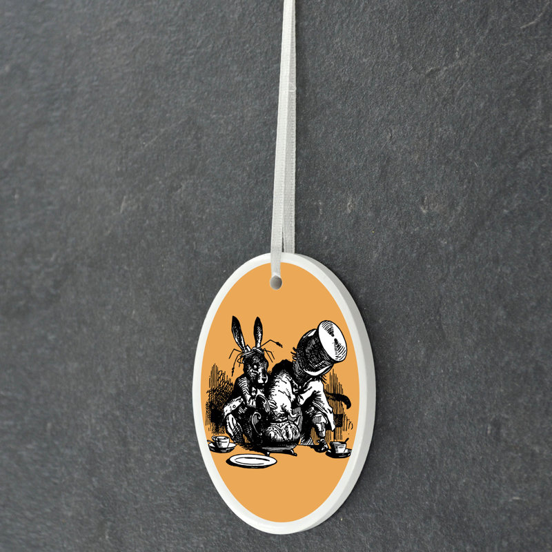 Tea Party Alice In Wonderland Circle Shaped Ceramic Ornament Bauble