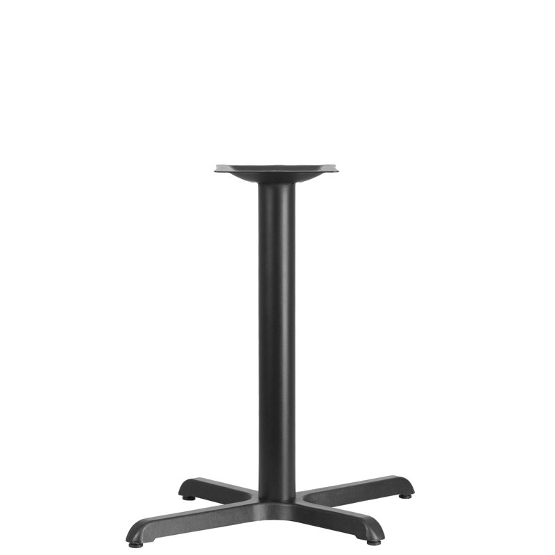 Beverly Restaurant Table X-Base with 3" Dia. Table Height Column, 22" x 30", Black